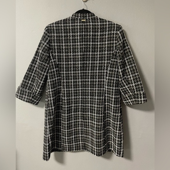 NWT Anne Klein Tweed 3/4- Sleeve Open Front Jacket in Black/White. Size Medium - Picture 2 of 9